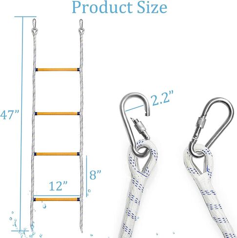 4 Steps Boat Rope Ladder, Portable Outdoor Climbing Rope Boarding Ladder for Inflatable Boat, Kayak, Motorboat, Canoeing, Assist Boat, Sailboat, Jet Skis White in Kuwait