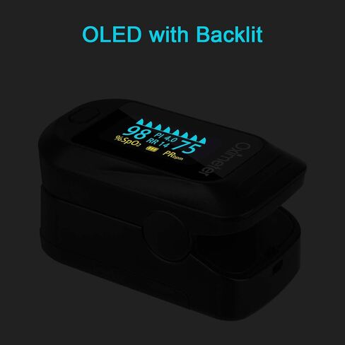 Tomorotec Fingertip Pulse Oximeter Accurate Blood Oxygen Saturation Level (SpO2), Perfusion Index (PI), Pulse Rate (PR), Respiratory Rate (RR) Monitor with Lanyard [Sports & Aviation Use Only] (Black) in Saudi Arabia