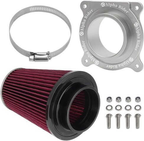 Motoparty Engine Air Filter kit Fits 2006-2021 Yamaha YFM700 Raptor, 2013-2021 Yamaha YFM700R Raptor & Yamaha YFM700R Raptor SE, W/Air Filter Intake & Holder Adapter (Silver) in Saudi Arabia