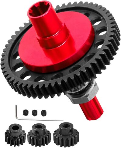 hopsupRC 7075 Metal Spur Gear Slipper Clutch 57T(32dp) مع مجموعات تروس ترس 3.175 مم (15T/16T/17T) ترقيات لـ 1/10 4x4 Granite/Senton/Big Rock/Vorteks 3s & 550، Kraton/Outcast 4S، 1/8 تايفون 3S، أحمر in Kuwait