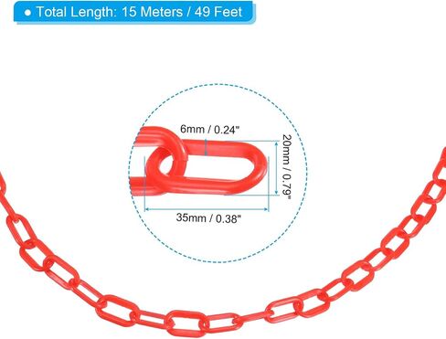 PATIKIL 0.2" Diameter 49Ft Length Plastic Chain Barrier, Safety Link Chain Stanchion for Crowd Control at Driveway Elevator Parking Lot, Red in Saudi Arabia