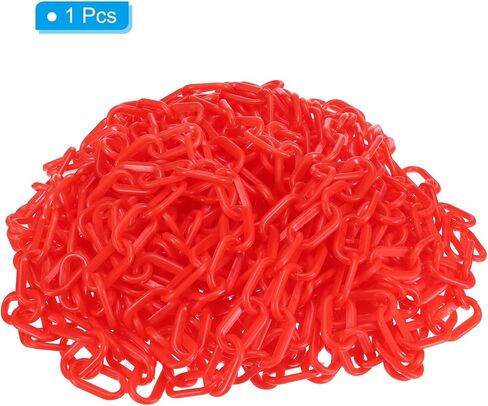 PATIKIL 0.2" Diameter 49Ft Length Plastic Chain Barrier, Safety Link Chain Stanchion for Crowd Control at Driveway Elevator Parking Lot, Red in Saudi Arabia