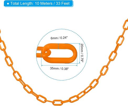 PATIKIL 0.2" Diameter 49Ft Length Plastic Chain Barrier, Safety Link Chain Stanchion for Crowd Control at Driveway Elevator Parking Lot, Red in Saudi Arabia