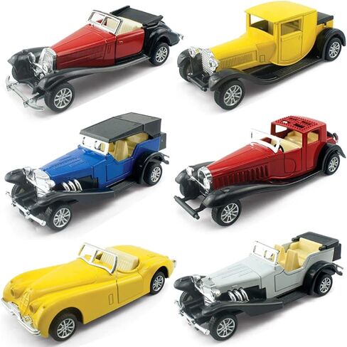 6 Pack - Diecast Cars Antique Classic American Vehicles with Pullback Action and Openable Doors, Collectible Vintage Retro Model Cars Toy for Display and Gifts for Kids (1:32 Scale) in Saudi Arabia