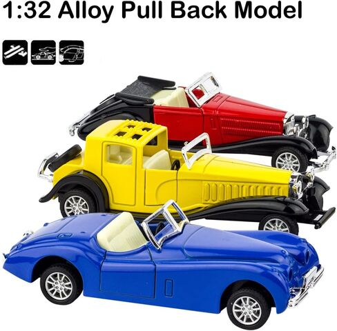 6 Pack - Diecast Cars Antique Classic American Vehicles with Pullback Action and Openable Doors, Collectible Vintage Retro Model Cars Toy for Display and Gifts for Kids (1:32 Scale) in Saudi Arabia