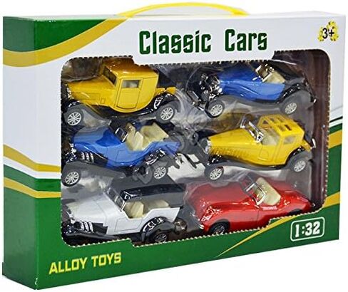 6 Pack - Diecast Cars Antique Classic American Vehicles with Pullback Action and Openable Doors, Collectible Vintage Retro Model Cars Toy for Display and Gifts for Kids (1:32 Scale) in Saudi Arabia