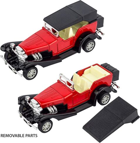 6 Pack - Diecast Cars Antique Classic American Vehicles with Pullback Action and Openable Doors, Collectible Vintage Retro Model Cars Toy for Display and Gifts for Kids (1:32 Scale) in Saudi Arabia
