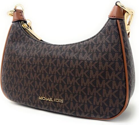Michael Kors Cora Medium Signature PVC Zip Pouchette Crossbody Bag Brown PVC in Saudi Arabia