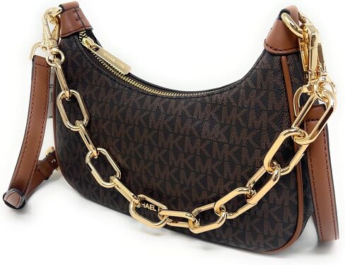 Michael Kors Cora Medium Signature PVC Zip Pouchette Crossbody Bag Brown PVC in Saudi Arabia