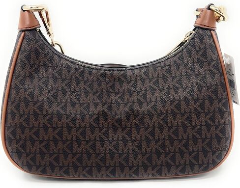 Michael Kors Cora Medium Signature PVC Zip Pouchette Crossbody Bag Brown PVC in Saudi Arabia
