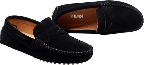 حذاء Shenn الأولاد لطيف سهل الارتداء من الجلد السويدي الأسود S8884 US10 in Kuwait
