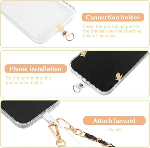 Amaxiu Women PU Leather Phone Lanyard, Metal Phone Charm Cell Phone Chain Strap Hand Free Cellphone Neck Strap for Phone in Saudi Arabia