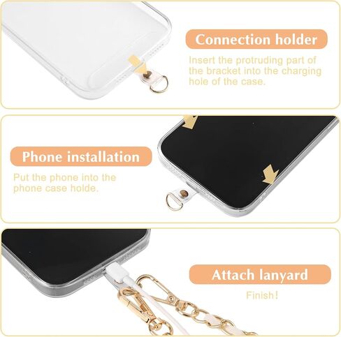 Amaxiu Women PU Leather Phone Lanyard, Metal Phone Charm Cell Phone Chain Strap Hand Free Cellphone Neck Strap for Phone in Saudi Arabia