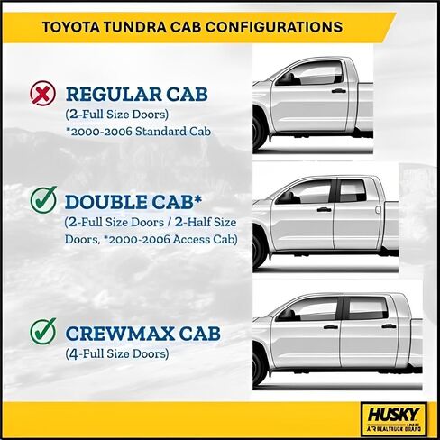 بطانات Husky Liners 98581 Black Weatherbeater بطانات أرضية المقعد الأمامي والثاني تناسب 2007-2011 Toyota Tundra CrewMax / كابينة مزدوجة in Kuwait