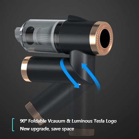 مكنسة كهربائية كيكيمو لمنظف سيارة تسلا للطراز 3/X/Y/S مكانس كهربائية محمولة مع ضوء LED لملحقات تسلا مع شفط قوي 5 فولت/120 وات/9000 باسكال 90 درجة مكنسة كهربائية قابلة للطي باللون الأسود in Kuwait