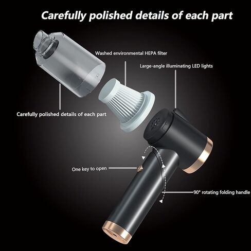 مكنسة كهربائية كيكيمو لمنظف سيارة تسلا للطراز 3/X/Y/S مكانس كهربائية محمولة مع ضوء LED لملحقات تسلا مع شفط قوي 5 فولت/120 وات/9000 باسكال 90 درجة مكنسة كهربائية قابلة للطي باللون الأسود in Kuwait