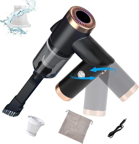 مكنسة كهربائية كيكيمو لمنظف سيارة تسلا للطراز 3/X/Y/S مكانس كهربائية محمولة مع ضوء LED لملحقات تسلا مع شفط قوي 5 فولت/120 وات/9000 باسكال 90 درجة مكنسة كهربائية قابلة للطي باللون الأسود in Kuwait