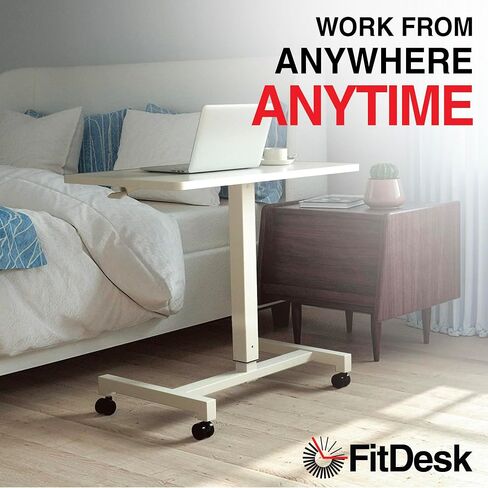 FitDesk Height Adjustable Desk - Pneumatic Standing Laptop Desk, Portable Office Work Station Stand Up Desk, Mobile Desk Workstations Organizer, Portable Office Desk for Home Office - Walnut, 27" in Saudi Arabia