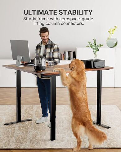Marsail L على شكل مكتب قائم كهربائي، 55 × 34 بوصة مكتب قائم قابل للتعديل الارتفاع مع خطاف سماعة الرأس، مكتب كمبيوتر كبير يجلس مكتبًا للمكتب المنزلي، محطة عمل قوية للكتابة in Saudi Arabia