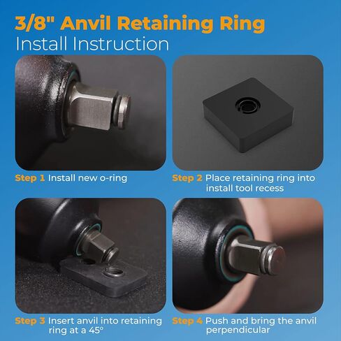 حلقة الاحتفاظ بالصدمات مقاس 3/8 بوصة تناسب مشبك حلقة الاحتكاك من ميلووكي 3/8 مع حلقة على شكل O، حلقة بديلة للصدمات لمفاتيح من نوع ميلووكي، أجزاء أدوات مفتاح الربط (12 مجموعة) in Kuwait