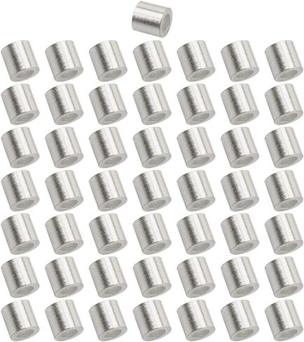 1/8" Aluminum Crimping Loop Sleeve 50pcs Single Hole Round Wire Rope Sleeve for 1/8" Diameter Wire Rope and Cable Line in Saudi Arabia