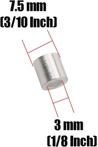 1/8" Aluminum Crimping Loop Sleeve 50pcs Single Hole Round Wire Rope Sleeve for 1/8" Diameter Wire Rope and Cable Line in Saudi Arabia
