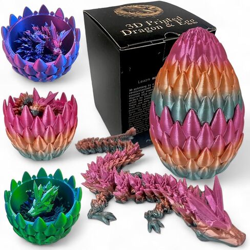 13" 3D Dragon in Egg + Gift Box - Fidget Toys, Articulated Dragon, Sensory Toys for Autism, ADHD, Stress Toys, Dragon Toys, Dragon Eggs, Desk Toys, Fidget Dragon (Laser Green) in Saudi Arabia