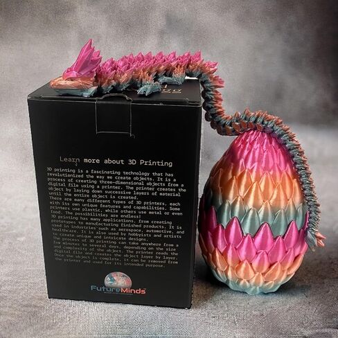 13" 3D Dragon in Egg + Gift Box - Fidget Toys, Articulated Dragon, Sensory Toys for Autism, ADHD, Stress Toys, Dragon Toys, Dragon Eggs, Desk Toys, Fidget Dragon (Laser Green) in Saudi Arabia
