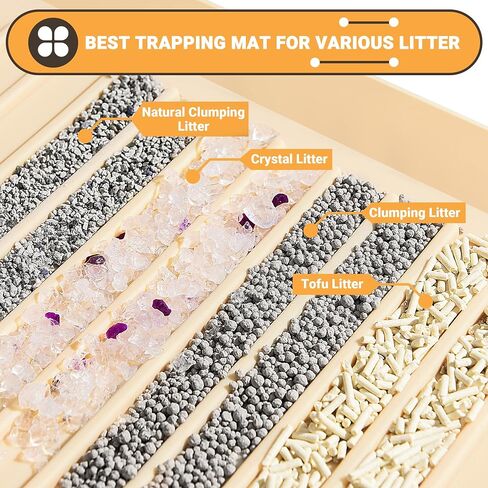 Rubber Cat Litter Mat 27'' x 20" Raised Edge, Large Cat Litter Trapping Mat for Litter Box Food-graded Silicone Waterproof Easy to Wash, Anti-slip Backing Litter Catcher Mat in Kuwait