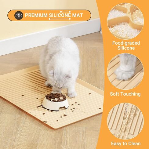 Rubber Cat Litter Mat 27'' x 20" Raised Edge, Large Cat Litter Trapping Mat for Litter Box Food-graded Silicone Waterproof Easy to Wash, Anti-slip Backing Litter Catcher Mat in Kuwait