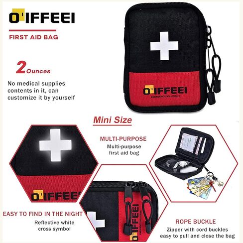 O'IFFEEI Small Mini First Aid Kit Bag Empty, Handy Portable for Camping Hiking Backpacking Car Home Office. Mini Medical Bag for Emergency and Survival. in Kuwait