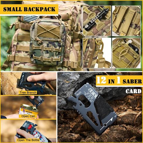 Survival First Aid Kit,99PCS Professional Survival Gear Large Hiking Backpack with Emergency Equipment Outdoor Adventure Accessories,Gift for Men Father - Brown in Saudi Arabia
