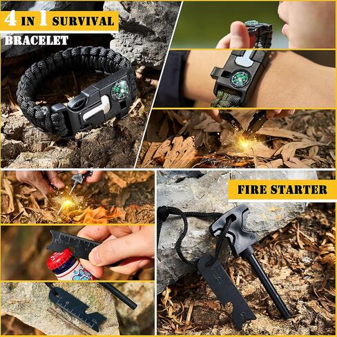 Survival First Aid Kit,99PCS Professional Survival Gear Large Hiking Backpack with Emergency Equipment Outdoor Adventure Accessories,Gift for Men Father - Brown in Saudi Arabia