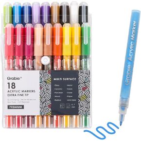 Grabie Black & White Tip Fine Tip Marker Marker Acrylic Paint Set ، 6 حزمة ، وأقلام طلاء أكريليك 0.7 ملم لأبرز الأحداث والتفاصيل الدقيقة على الرسومات ، خشب اللوحة الصخرية الزجاجية ، وعلامات أبيض أبيض in Kuwait