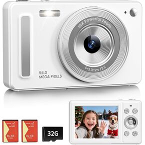 Digital Camera, FHD 1080P Point and Shoot Camera with 32GB SD Card, 2 Batteries, 16X Zoom, Anti Shake, Compact Small Design for Kids Teens Students Girls Boys (Pink) in Kuwait