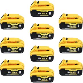 2Pcs 8.0Ah 20V Replacement for Dewalt 20v Max Battery Compatible with Dewalt Battery 20v DCB206 DCB204 DCB200 DCB180 Series Cordless Power Tools in Saudi Arabia