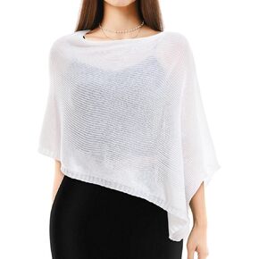 Women Sheer Poncho Shrug Fall Sheer Blouse Top Acrylic Lightweight Poncho Bolero for Evening Dress (Blue) in Kuwait