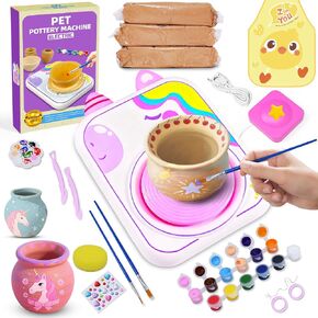 Pottery Wheel for Kids, Girls Arts and Crafts Toys for Kids Ages 8-12,Pottery Studio Craft Kit with 3 Pack Air-Dry Clay, Art Supplies for Kids Toys Girls Birthday Gift for 6 7 8 9 10 11 12+（Pink） in Saudi Arabia