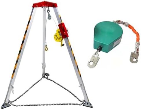 Emergency Rescue Tripod Kit - 1200Lbs Aluminum Alloy Confined Space Hoist Portable Tripod with Fall Protector & 65Ft Winch for Emergency Rescues & Safety in Saudi Arabia