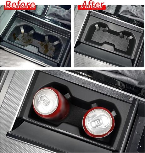 SMABEE Center Console Armrest Cup Holder Insert for Toyota Sequoia 2024 2025 / Tundra 2022-2025 Accessories TPE Armrest Rear Box Drink Organizer Interior Black in Kuwait