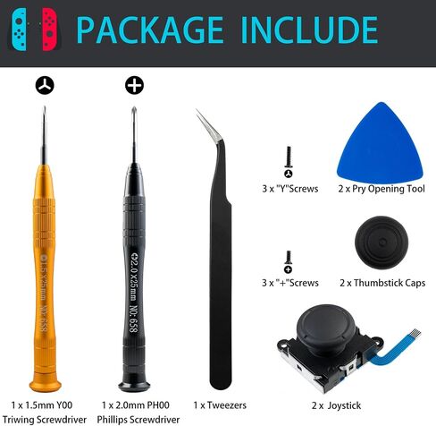 استبدال Hall Effect Bownstick Placeming لـ JoyCon ، 15 في 1 مجموعة أدوات إصلاح. in Kuwait