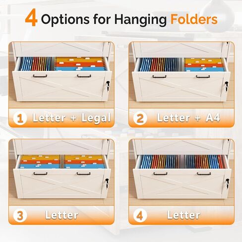 VINGLI 3 Drawer File Cabinet with Lock, Home Office Filing Organizer, for Letter Size File Folder Storage, Modern Farmhouse Style, Wood Vertical Filing Cabinet, Archivador (Rustic White & Brown) in Saudi Arabia