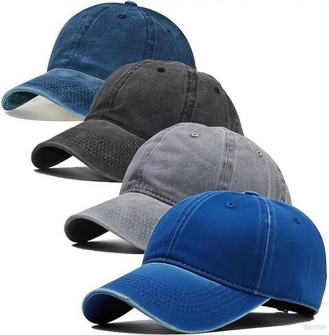 2 Pack Washed Plain Vintage Baseball Cap Cotton Adjustable in Saudi Arabia