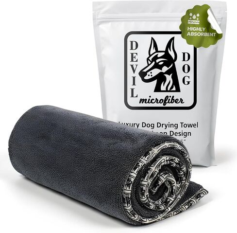منشفة تجفيف الحيوانات الأليفة Devil Dog Dog Premium ، منشفة حمام ميكروفيات من الألياف الدقيقة للامتصاص للغاية للكلاب ، والقطط ، والحيوانات الأخرى - الرمادية ، الكبيرة 24 "× 35" 1200GSM 80 ٪ 20 ٪ مزيج in Kuwait