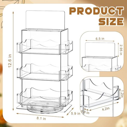 Marsui 3 Tier Rotating Sticker Display Stand, 4 Sided Sticker Holder, 360° Rotating No Assembly Required Clear Acrylic Sticker Holder for Vendors, Retail, Showcase, Tradeshow, 12.6" x 5.9" in Saudi Arabia