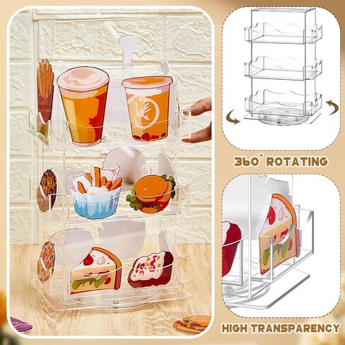 Marsui 3 Tier Rotating Sticker Display Stand, 4 Sided Sticker Holder, 360° Rotating No Assembly Required Clear Acrylic Sticker Holder for Vendors, Retail, Showcase, Tradeshow, 12.6" x 5.9" in Saudi Arabia
