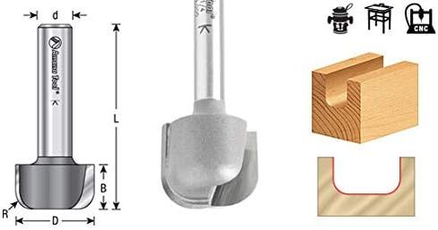 Amana Tool Bowl and Tray Plunge Router Bit, Carbide-Tipped, for Woodworking and CNC Routing, 45984, 1/4 Radius x 3/4 Dia x 5/8 x 1/2 Inch Shank in Saudi Arabia