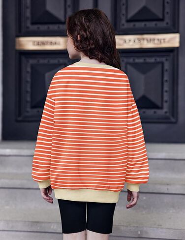 Arshiner Girls Oversized Striped Crewneck Sweatshirt Long Sleeve Color Block Pullover Tops Fall Casual Clothes 5-14 Years in Saudi Arabia