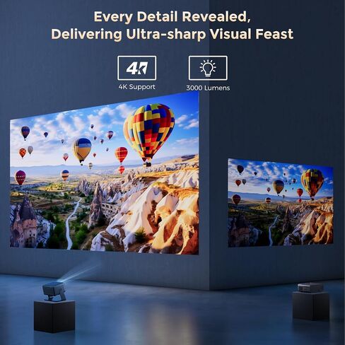 GooDee Video Projector With Wifi And Bluetooth, Smart Movie System/ Dolby Audio/ Auto Focus & Keystone Portable Projector, 4k Video Decode & 1080p Native For Home Theater / Outdoor in Saudi Arabia