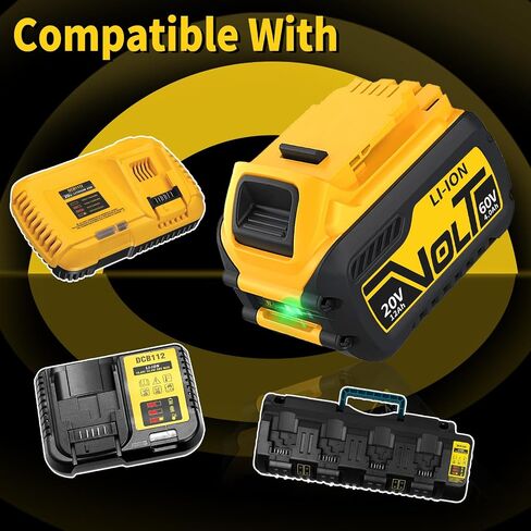 2 حزمة 12.0Ah/4.0Ah بطارية ليثيوم أيون بديلة لبطارية Dewalt 20V/60V Flex-Volt متوافقة مع بطارية Dewalt 60V DCB609 DCB606 DCB612 DCB200 (2 حزمة 20 فولت 12.0 أمبير) in Kuwait